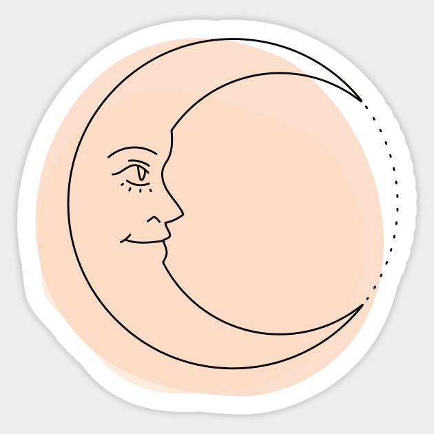 Boho Moon artwork fine line drawing Sticker by From Mars